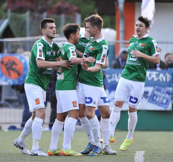 Foto: Harald Dostal Die Spieler des SV Wallern jubeln über 6 Tore gegen FC BW Linz (Foto: Dostal)